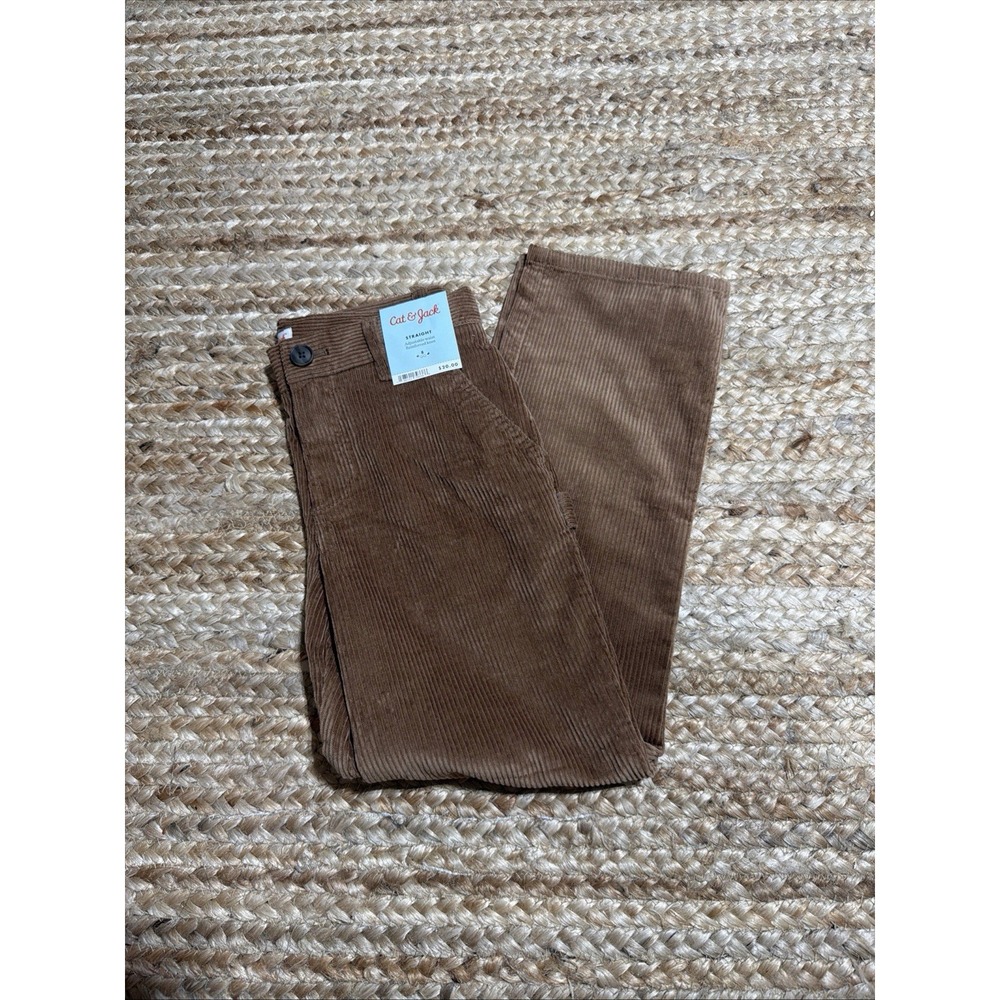 Cat And Jack Boys Brown Straight Corduroy Pants- Size 8 MSRP $20